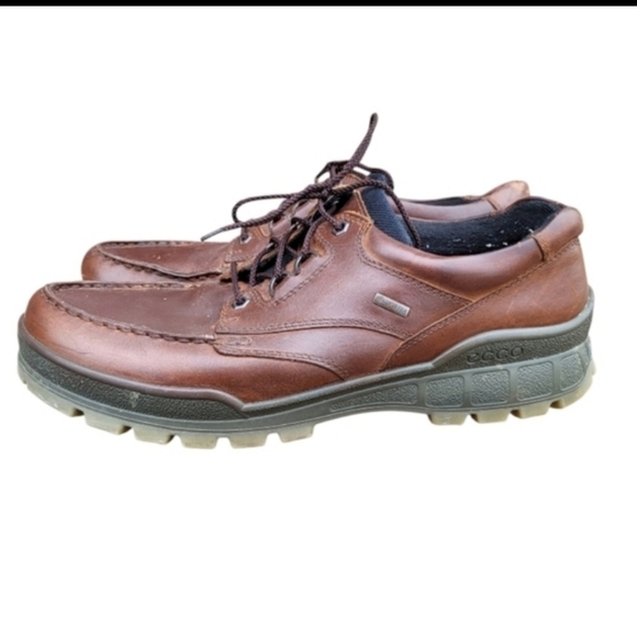 46 ECCO Track 25 Low Gortex Bison Brown Leather Shoe Work Waterproof Men 12 12.5 - Picture 2 of 11